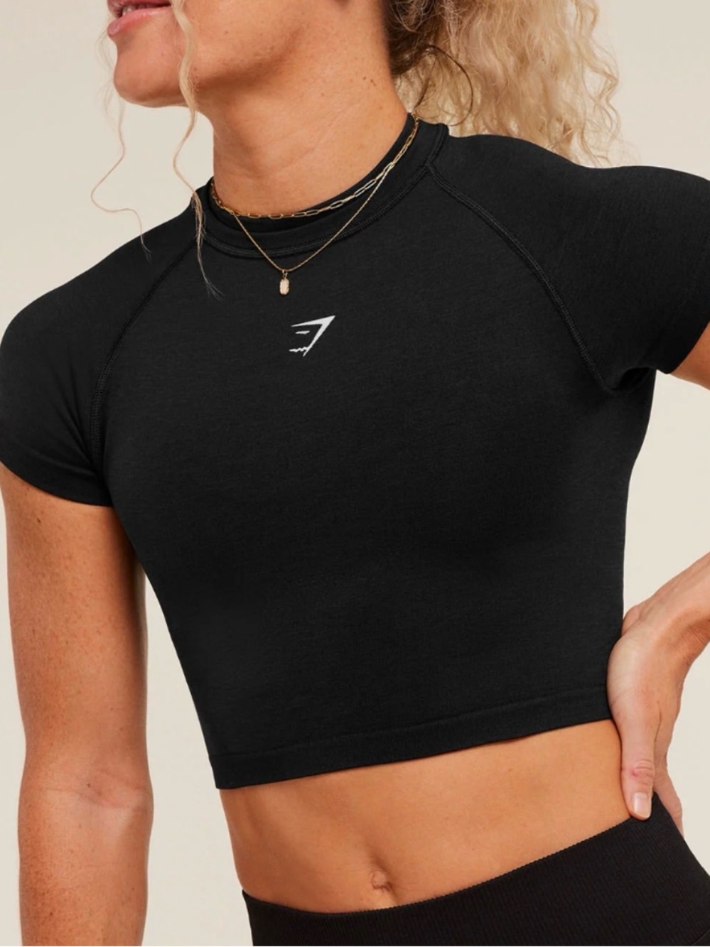 Gymshark Black Short Sleeve Seamless Crop Top